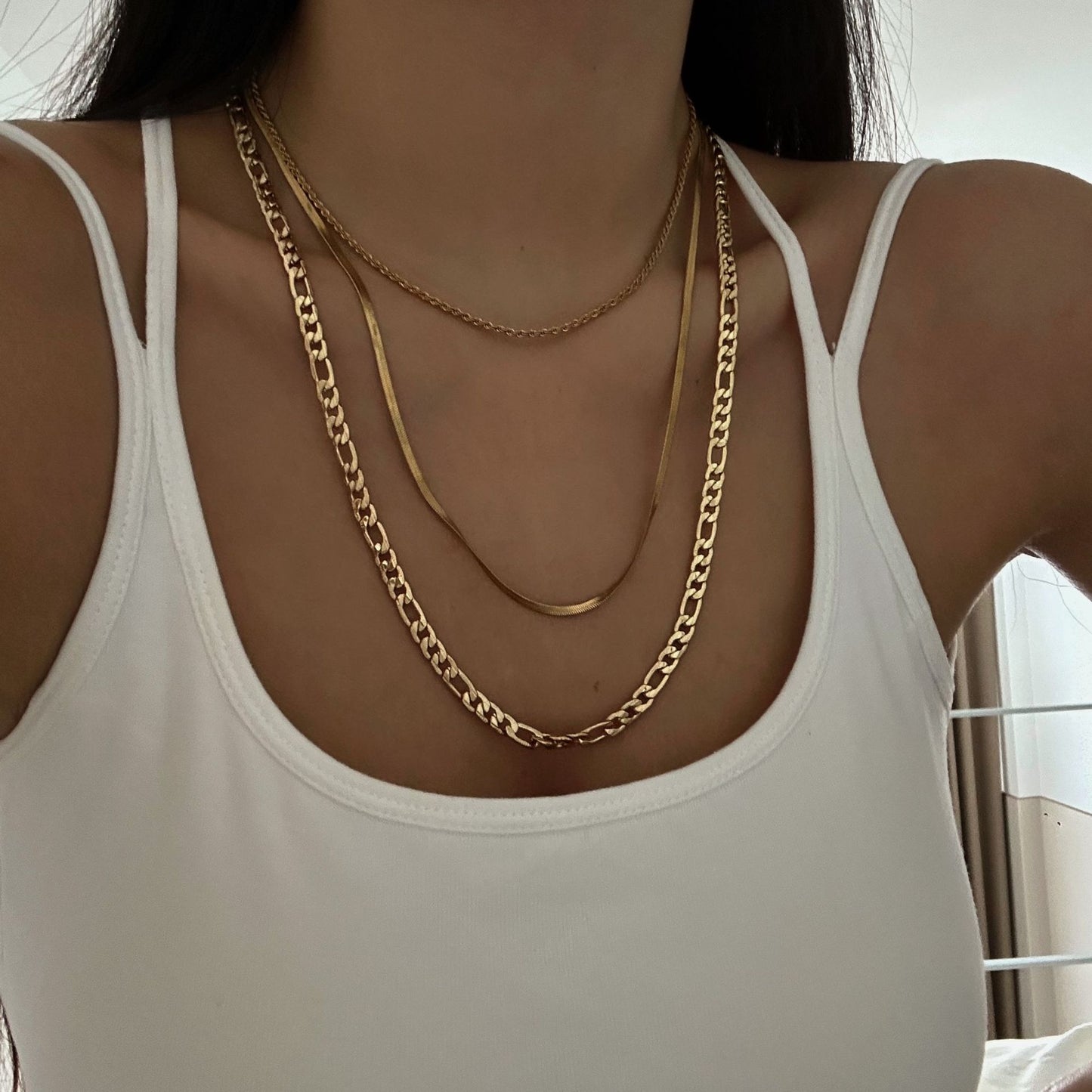 Hip-hop Geometric Stainless Steel Plated Multi-layer Snake and Serpentine Chain Necklace for Women