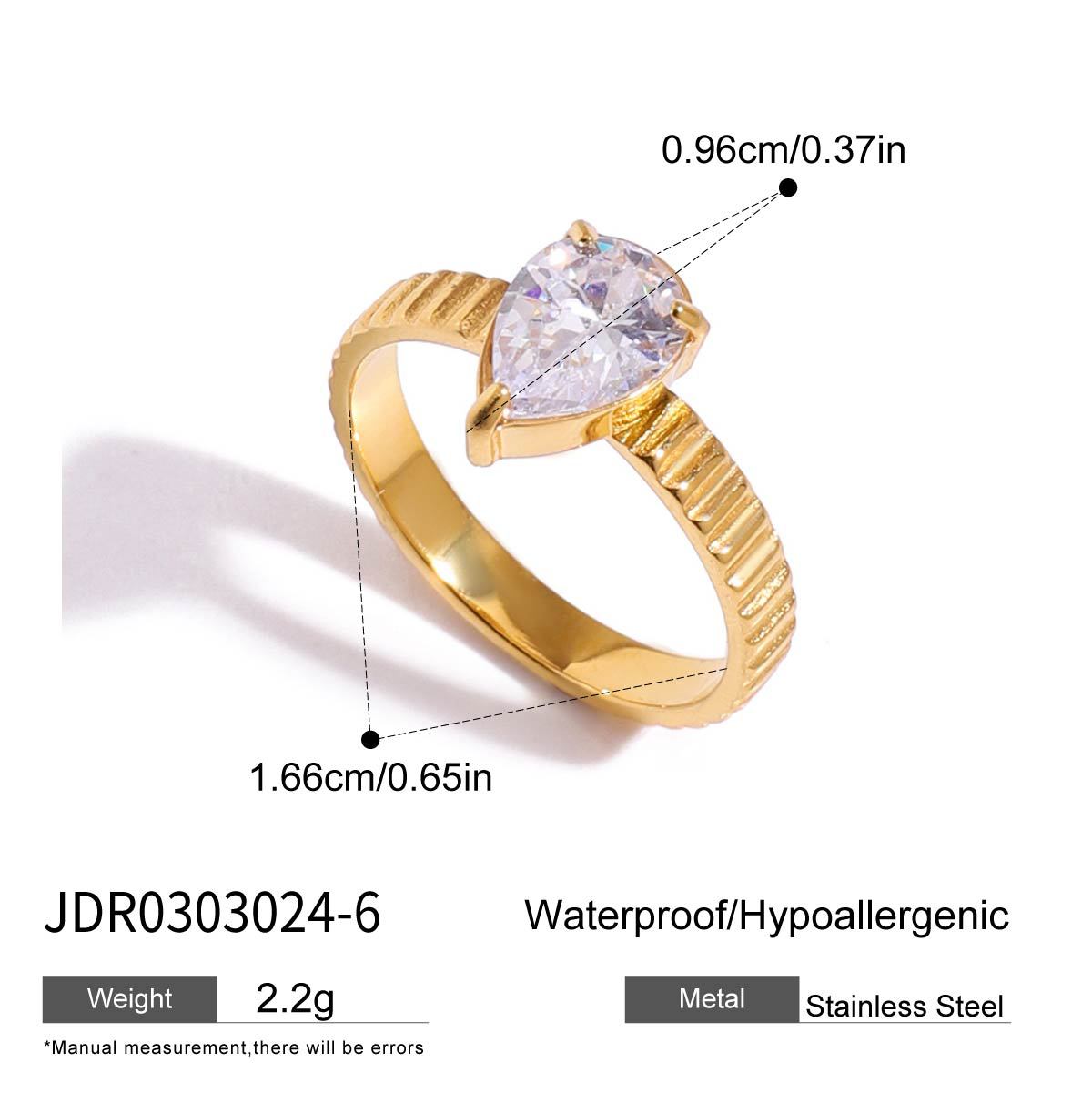 Anillo chapado en acero titanio y acero inoxidable geométrico con circonita para mujer, joyería minimalista elegante y de moda