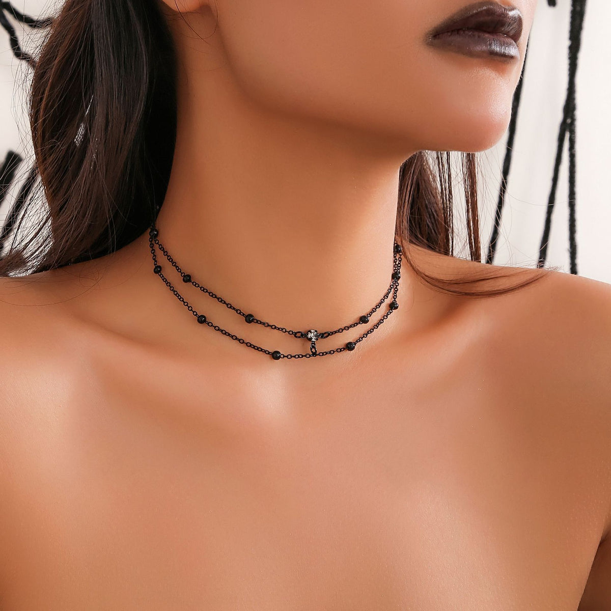 Sexy Geometric Rhinestone Crystal Pendant Plated Alloy Snake Chain Body Jewelry for Women