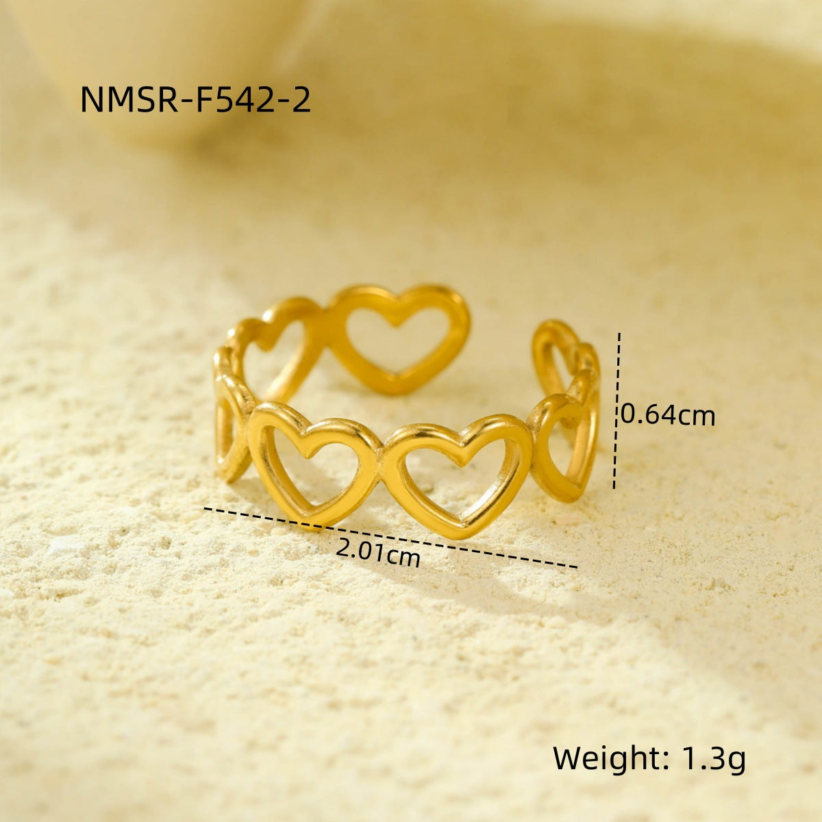 Anello aperto geometrico minimalista in acciaio inossidabile con placcatura in oro 18 carati, design multistrato cavo da donna