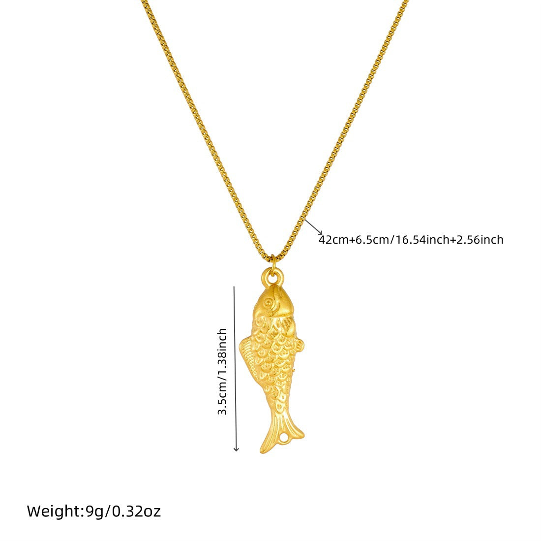 Minimalist Luxury Gold Plated Stainless Steel Fish Pendant Necklace for Women