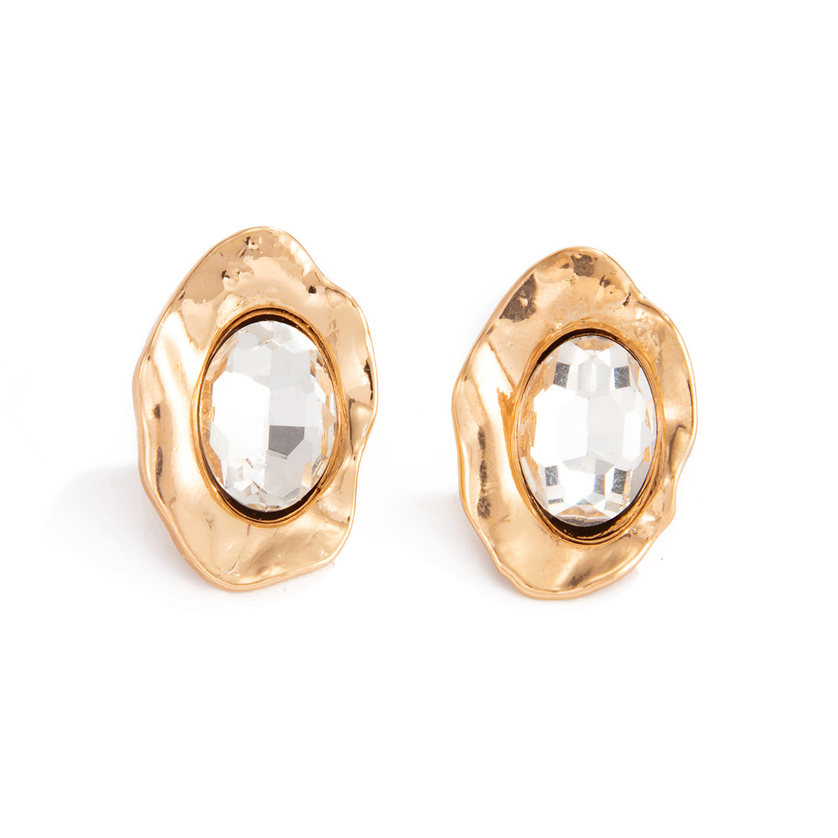 Elegant Geometric Oval Zinc Alloy Plated Gemstone Inlay Earrings for Women