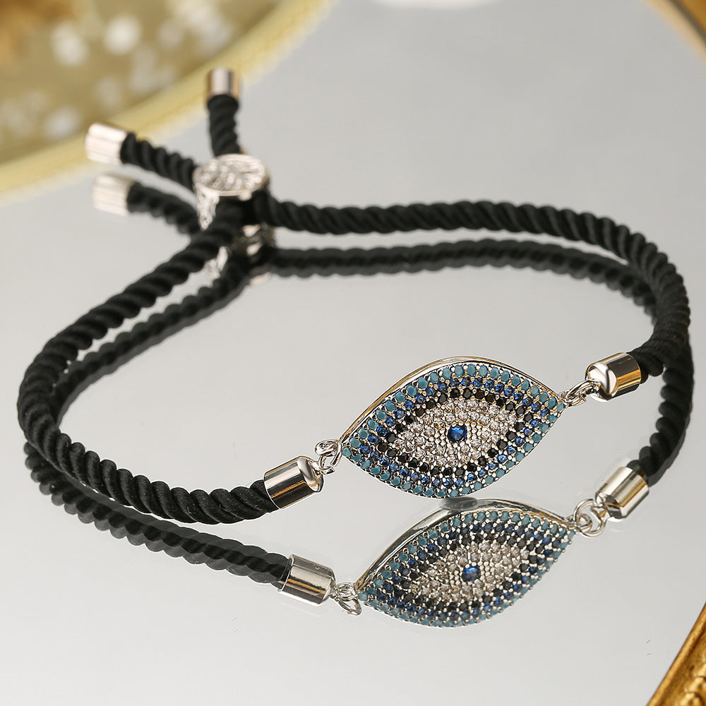Geometric Evil Eye Bracelet for Women in Copper with Real Gold Plating and Zircon Inlay