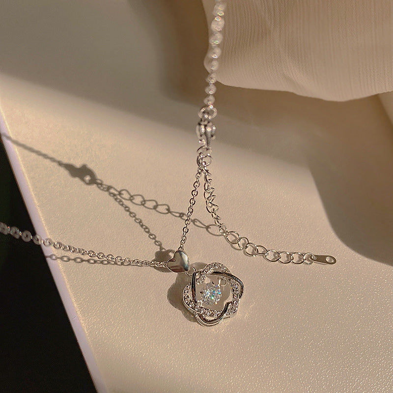 Minimalist Heart Pendant Necklace for Women and Men Titanium Steel Snake Chain with Micro-Paved Zirconia Locket Style Collar Necklace