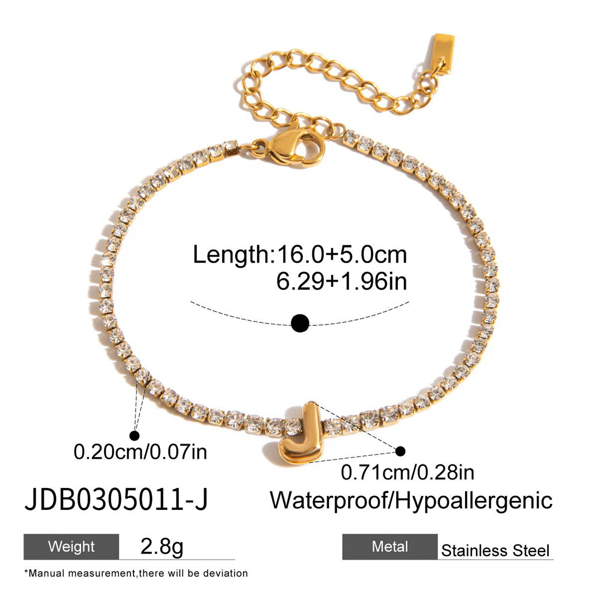 Elegant Geometric Stainless Steel Letter Bracelet for Women with Plating Finish, Hypoallergenic Titanium Steel Jewelry