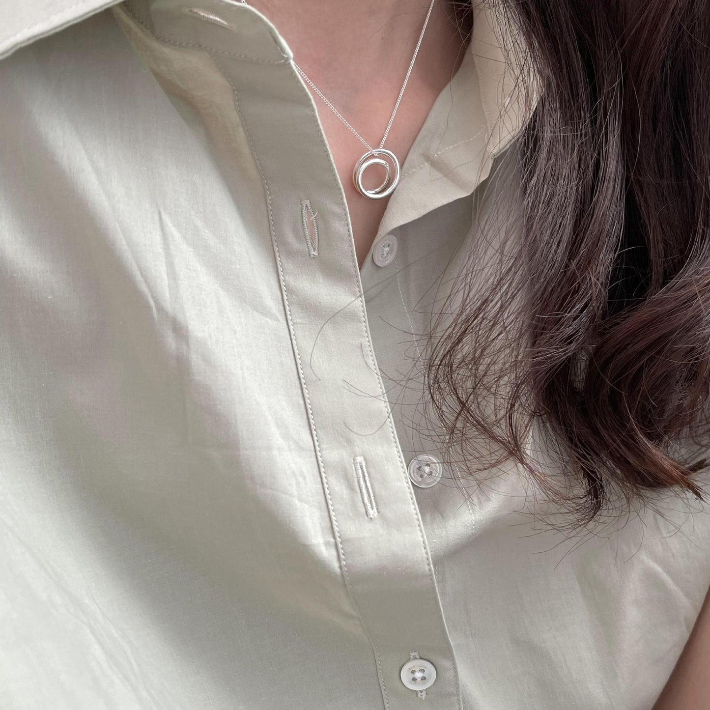 Collana Minimalista Geometrica Ovale in Argento Sterling 925