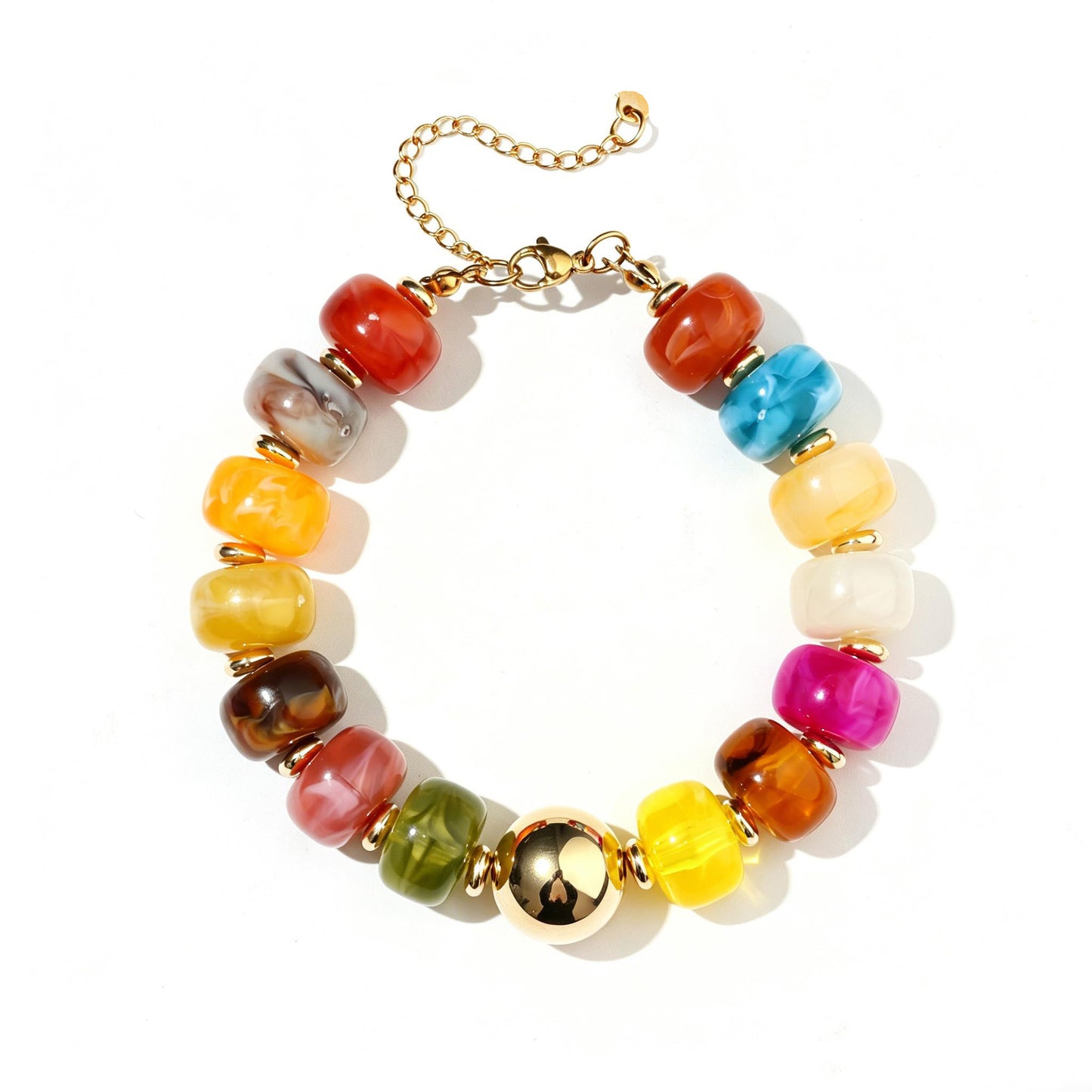 Minimalist Geometric Round Resin Beaded Bracelet Unisex Fashion Jewelry