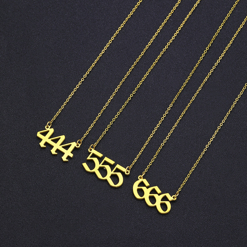 Collana con Ciondolo Numerico Geometrico in Acciaio Inossidabile Minimalista da Donna con Finitura Placcata e Catena a O