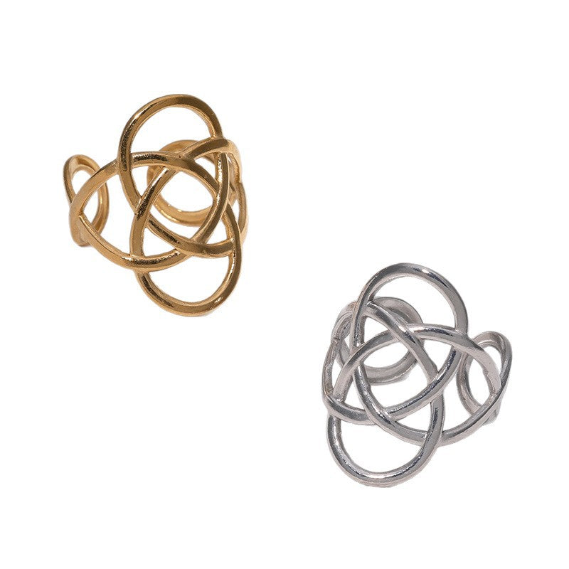Anello aperto da donna minimalista geometrico irregolare in acciaio inossidabile placcato oro 18 carati