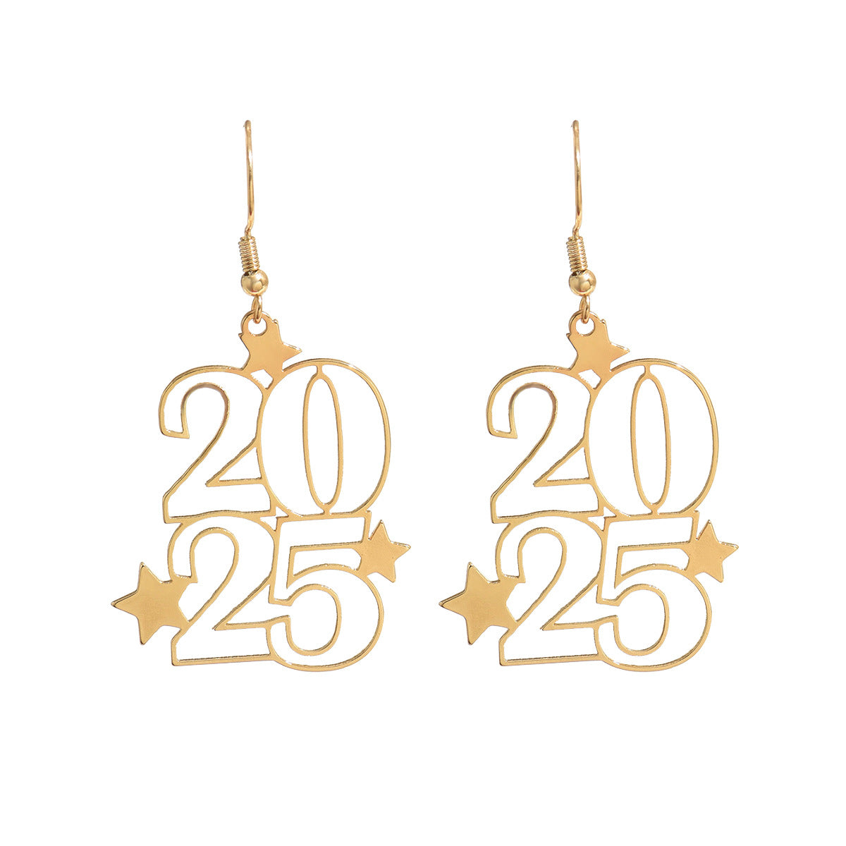 Pendientes minimalistas de cobre con forma de estrella y baño de oro para mujer, aretes geométricos con diseño de letras
