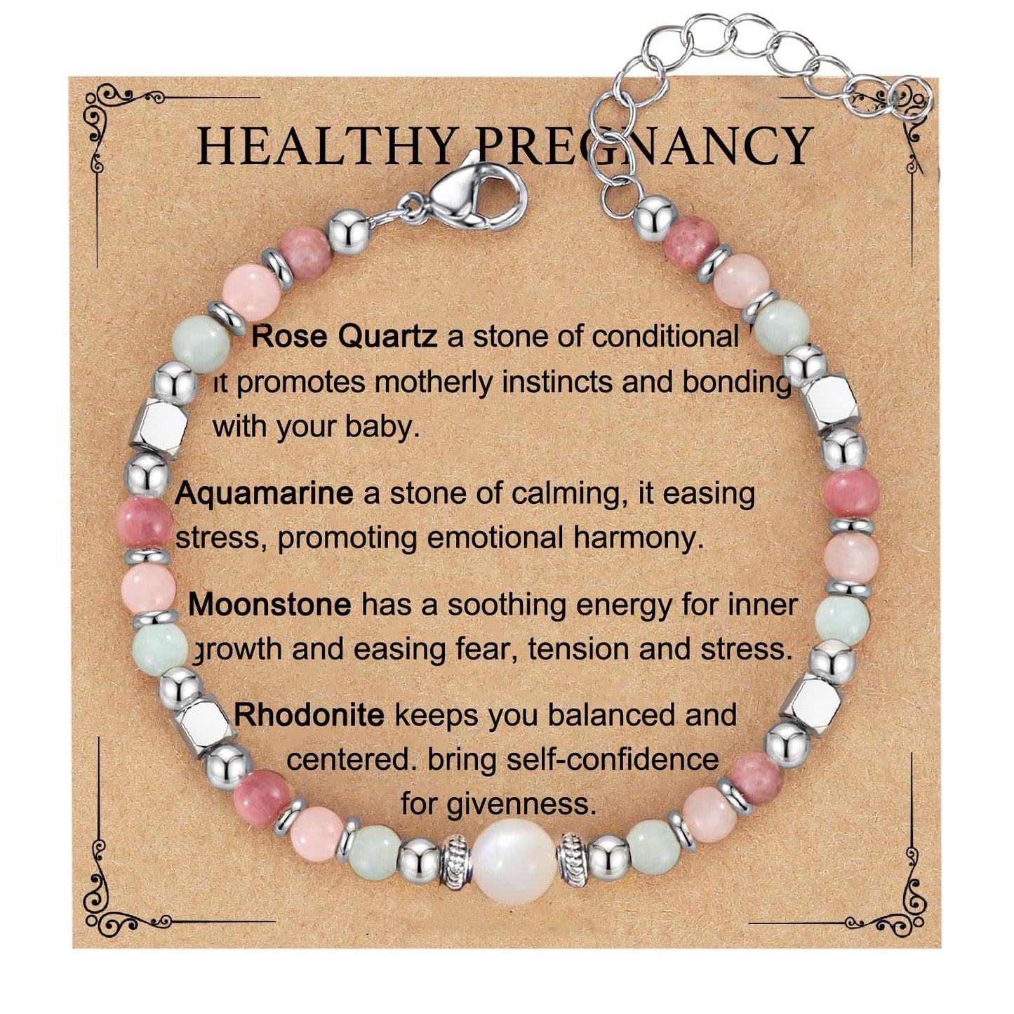 Fashion Natural Stone Evil Eye Heart Geometric Stainless Steel Bracelet Unisex Gift