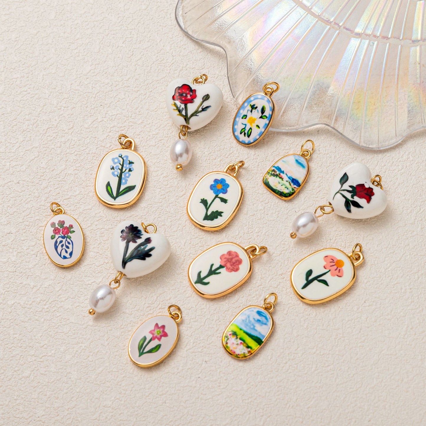 Minimalist Floral Pattern Brass PVD Plated DIY Charm Bar