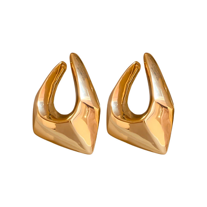 Orecchini a perno geometrici in lega placcata oro stile lussuoso con perni in argento 925 per donna, design quadrilatero irregolare, alla moda ed eleganti per tutti i giorni