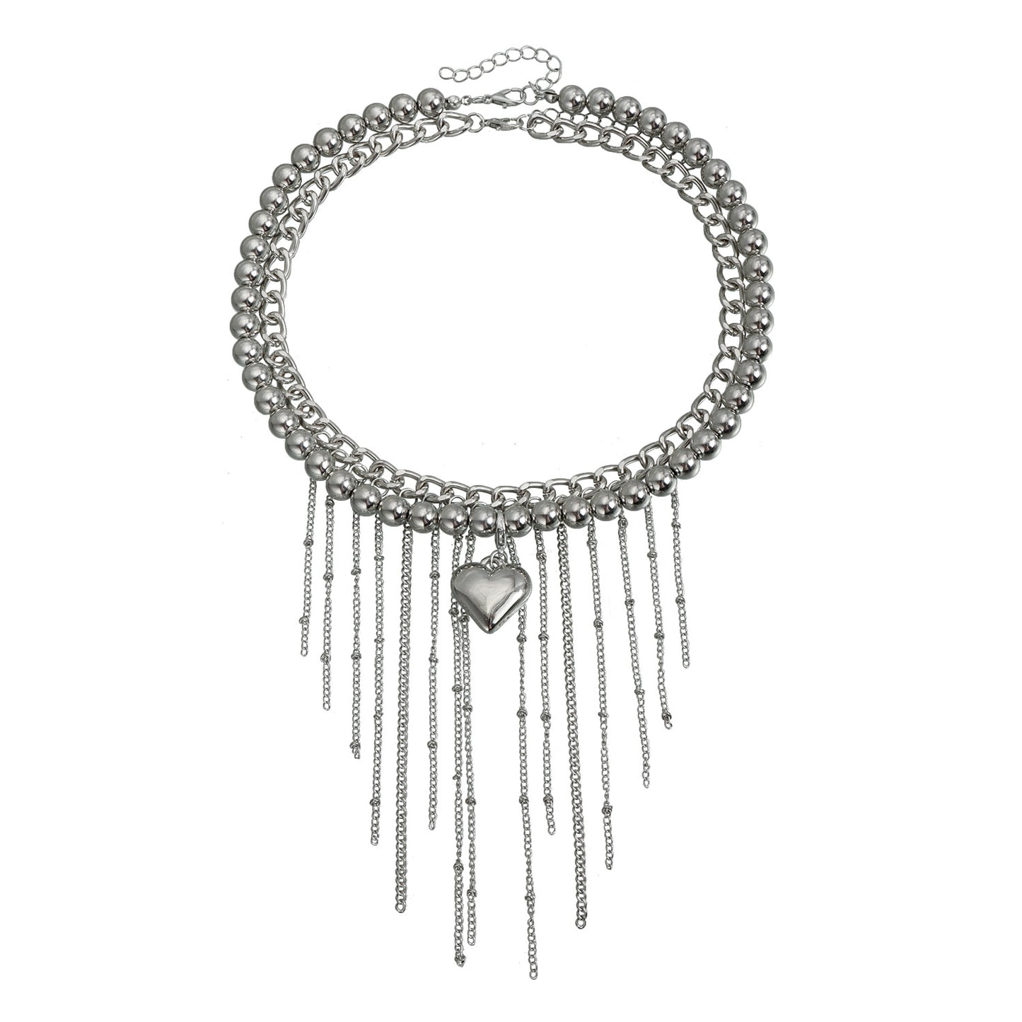 Collar con Colgante Geométrico de Corazón Dulce y Atrevido de Aleación con Acabado Chapado para Mujer