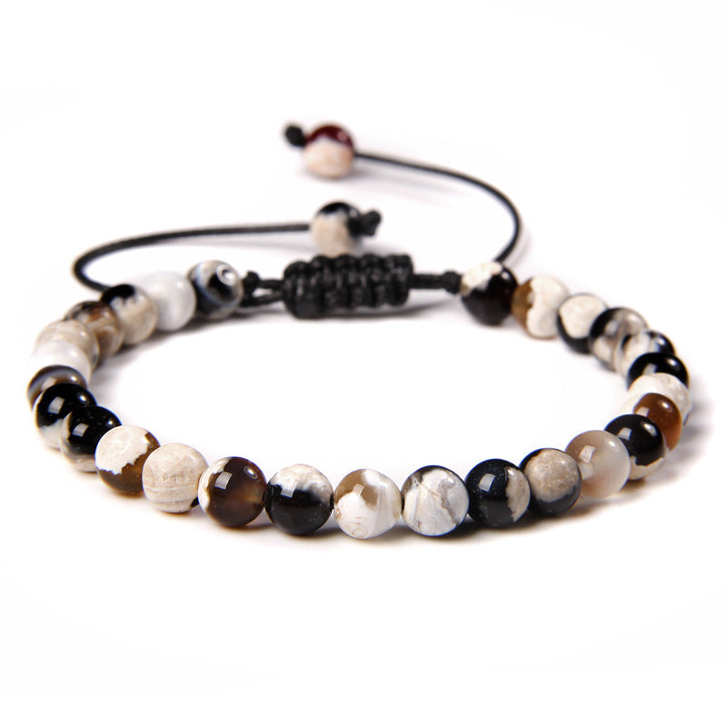 Sweet Sporty Geometric Natural White Crystal Stretch Bracelet 6mm Unisex Handmade Energy Bangle