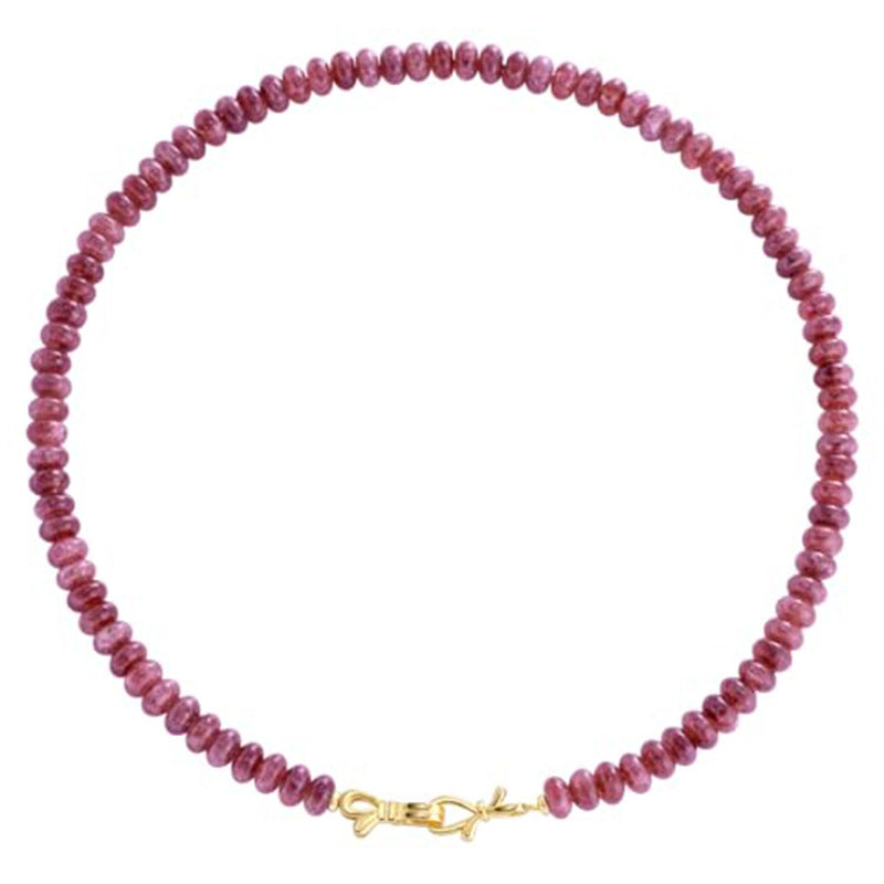 Elegant Natural Stone Agate Turquoise Beaded Necklace Unisex Geometric Round