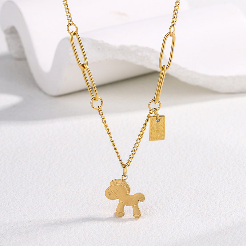 Luxury Gold Plated Stainless Steel Animal Necklace and Earring Set for Women