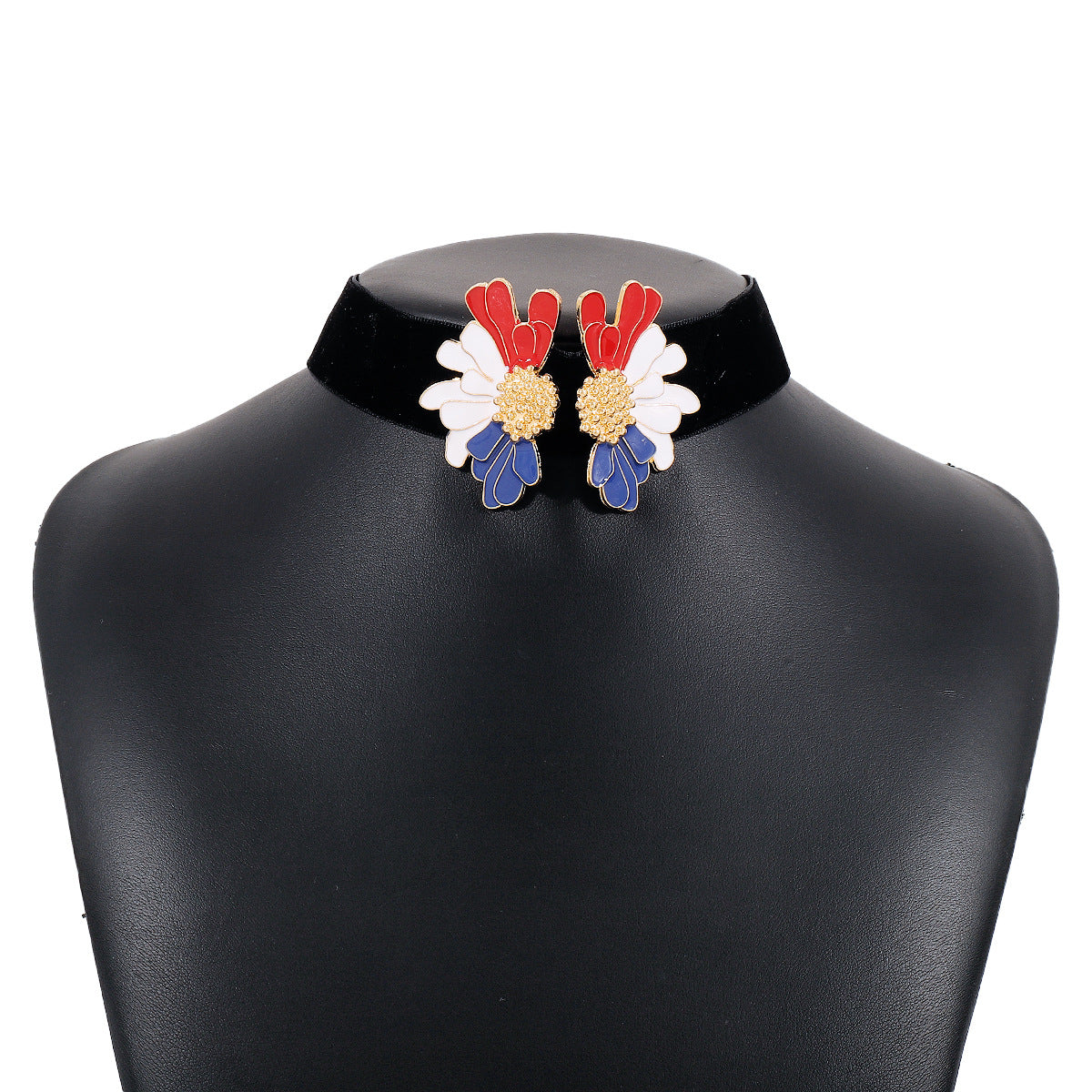 Collana pendente floreale da donna dolce e grintosa con finitura in smalto su base in lega con design geometrico a catena per clavicola