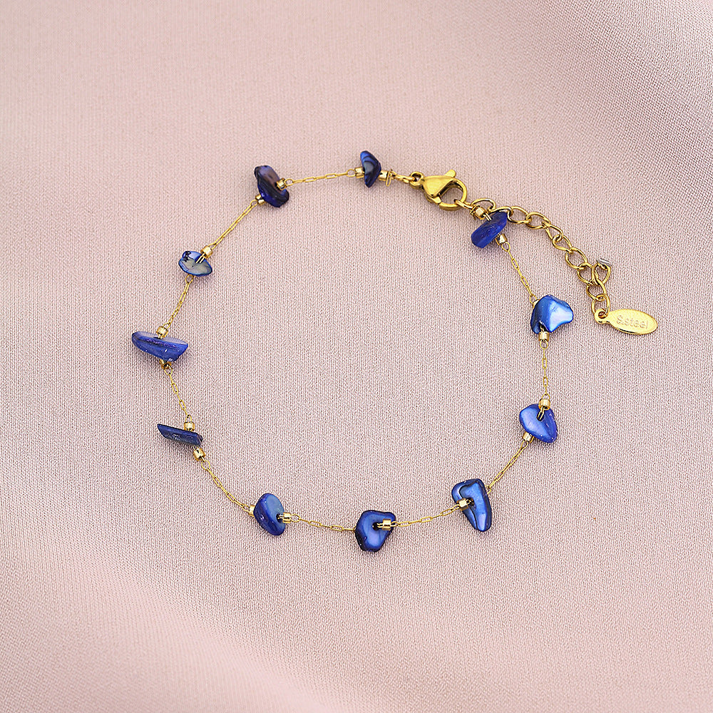 Bracciale alla moda geometrico in acciaio al titanio con finitura galvanica per uomo e donna, con accento in pietra naturale turchese