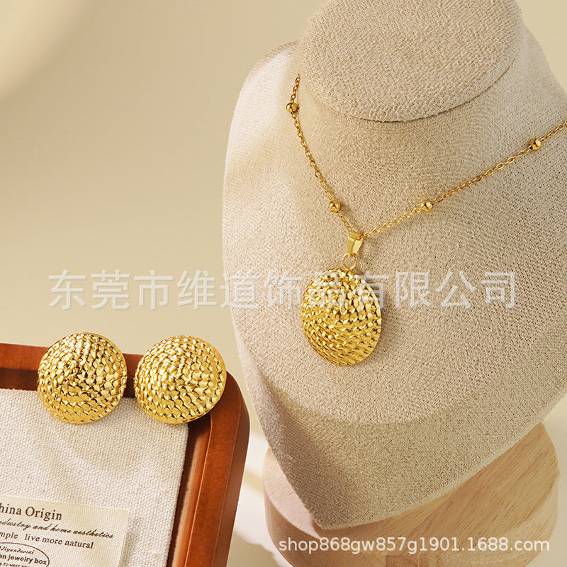 Conjunto de joyas de acero inoxidable con baño de oro minimalista con colgante de corazón floral y lazo en cadena para mujer