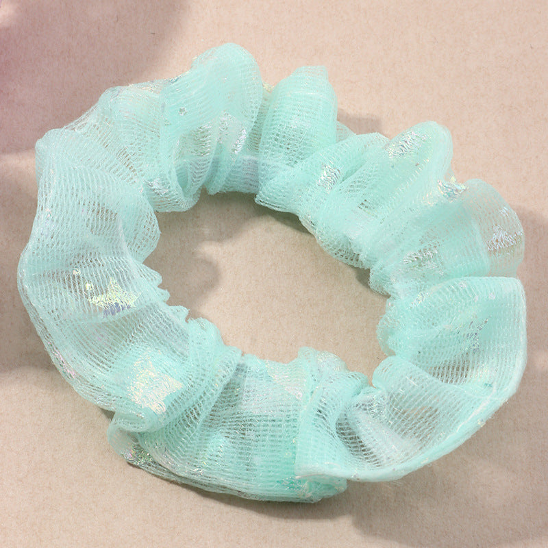 Diadema rústica de tul con estampado floral de cielo estrellado para niñas, con banda elástica y acabado artesanal