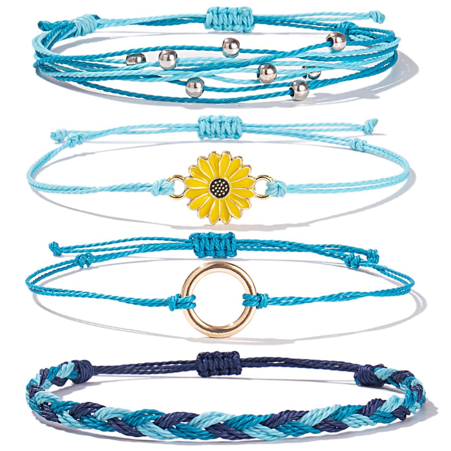 Bohemian Floral Sunflower Handmade Woven Bracelet for Women