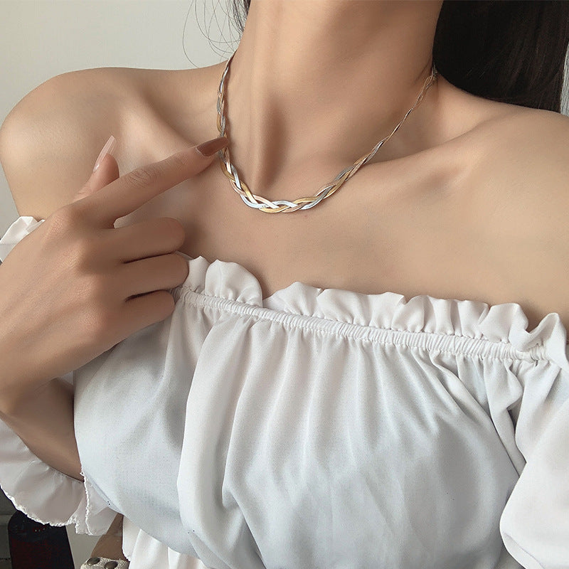 Minimalist Geometric Titanium Steel Plated Blade Chain Necklace for Women