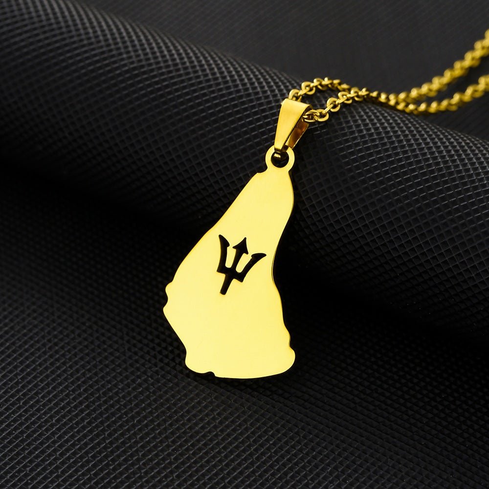 Collana con Pendente Geometrico in Acciaio Inossidabile Stile Etnico con Finitura Placcata per Donne, Gioielli a Strati Minimalisti con Catena a O
