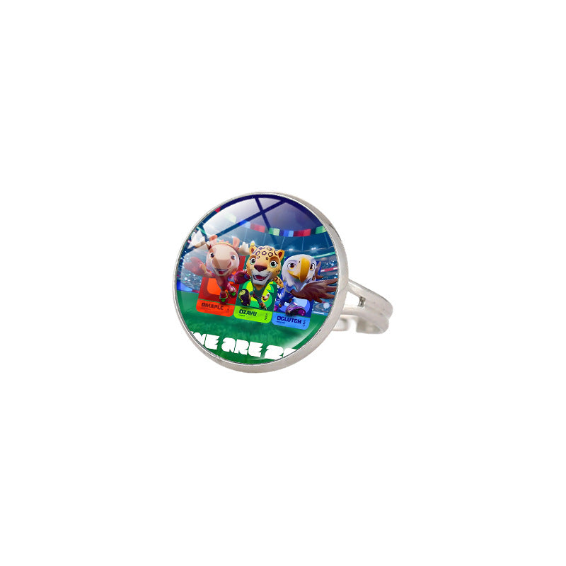 Vintage Sporty Geometric Alloy Plated Ring Unisex World Cup Trophy Pattern Jewelry