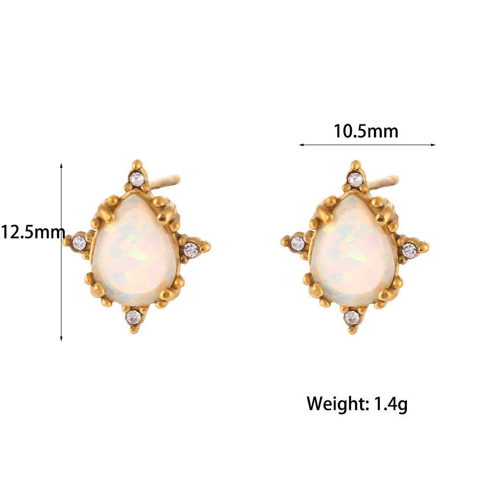 Minimalist Geometric Titanium Steel Earrings with Gold Plating for Women