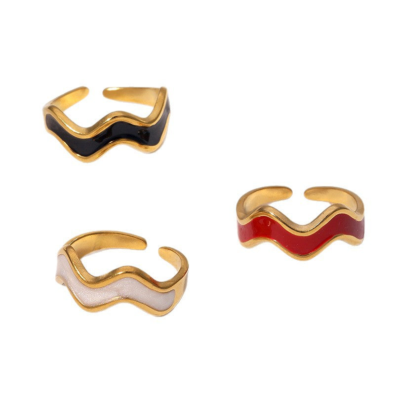 Anello aperto geometrico minimalista vintage francese, gioielli da donna in acciaio inossidabile placcato oro 18 carati