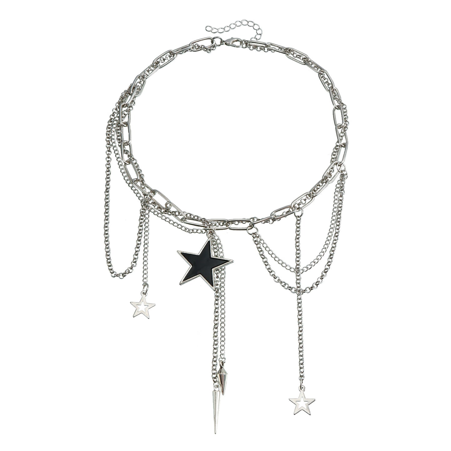 Gothic Sweet Drip Oil Plated Geometric Star Alloy Pendant Necklace for Women