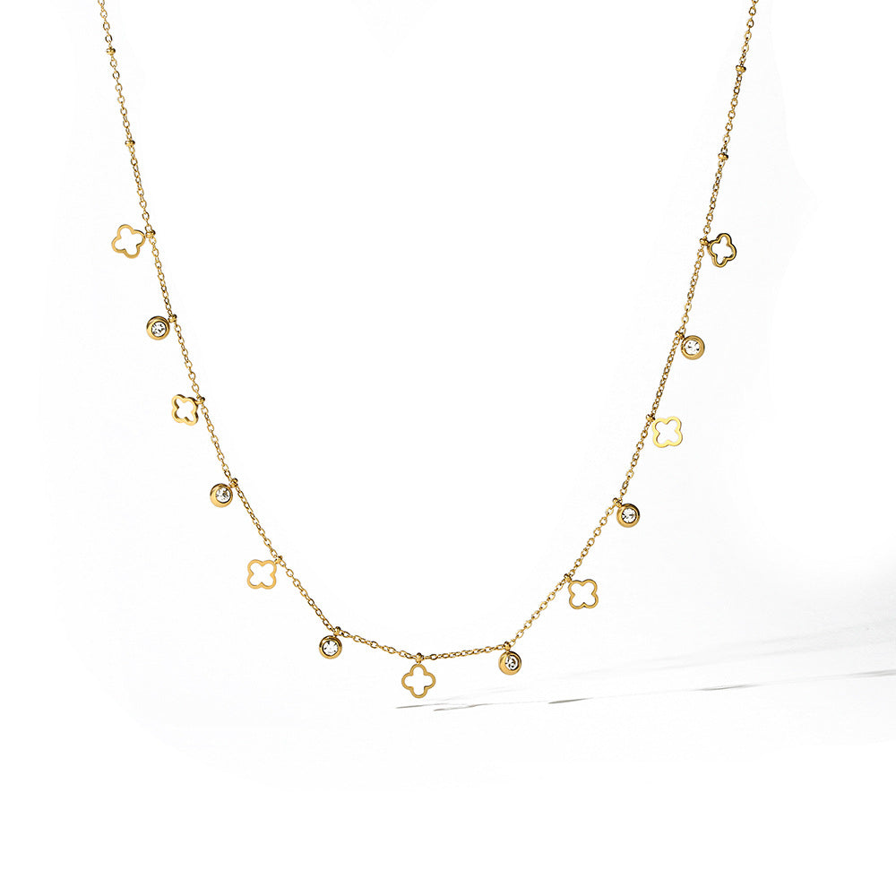 Collana Minimalista in Acciaio al Titanio con Occhio e Stella Geometrica per Donna Elegante Versatile Pendente Inossidabile
