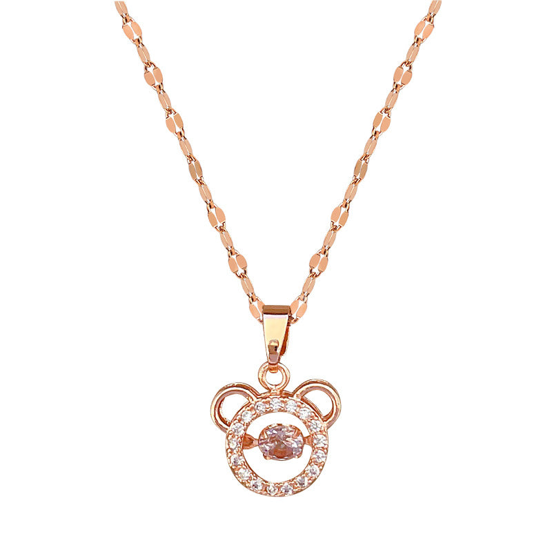 Collana con ciondolo a luna geometrica minimalista da donna e da uomo Catena in acciaio inossidabile con charm in rame