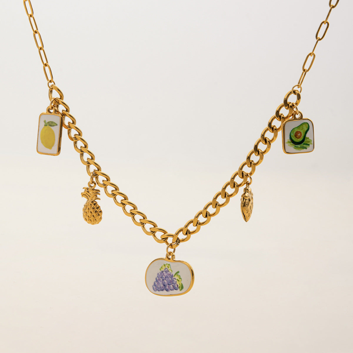 Collana con pendente in acciaio al titanio, geometrico minimalista, con smalto, da donna, con catena a clavicola in acciaio inossidabile