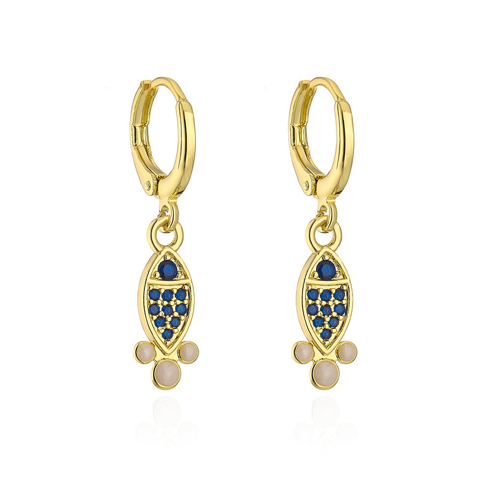 Orecchini Geometrici in Rame con Placcatura in Oro 18K e Zirconi Micro-Pave per Donna, Gioielli per Orecchio Minimalisti e di Tendenza