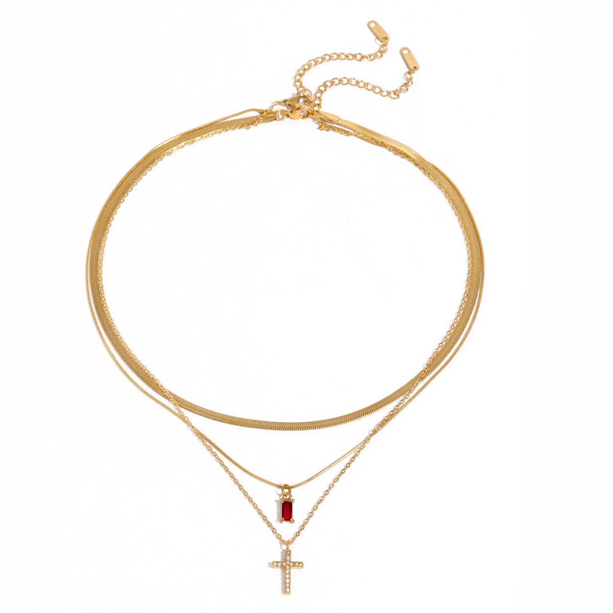 Elegant Geometric Square Stainless Steel Necklace with Titanium Steel Pendant and Cubic Zirconia Inlay for Women