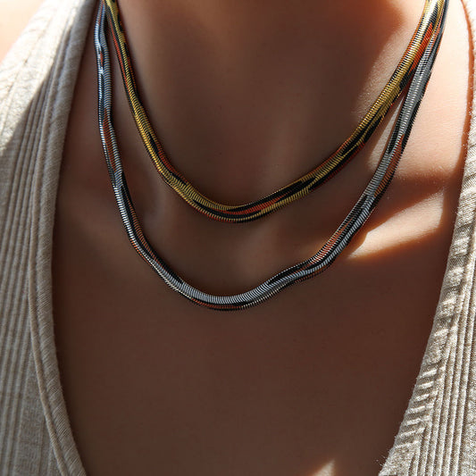 Minimalist Geometric Titanium Steel Snake Chain Choker Necklace for Women with Plated Finish Lightweight Clavicle Chain