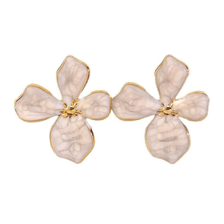 Set di collana e orecchini in acciaio inossidabile da donna con piante floreali a goccia, eleganti e minimalisti