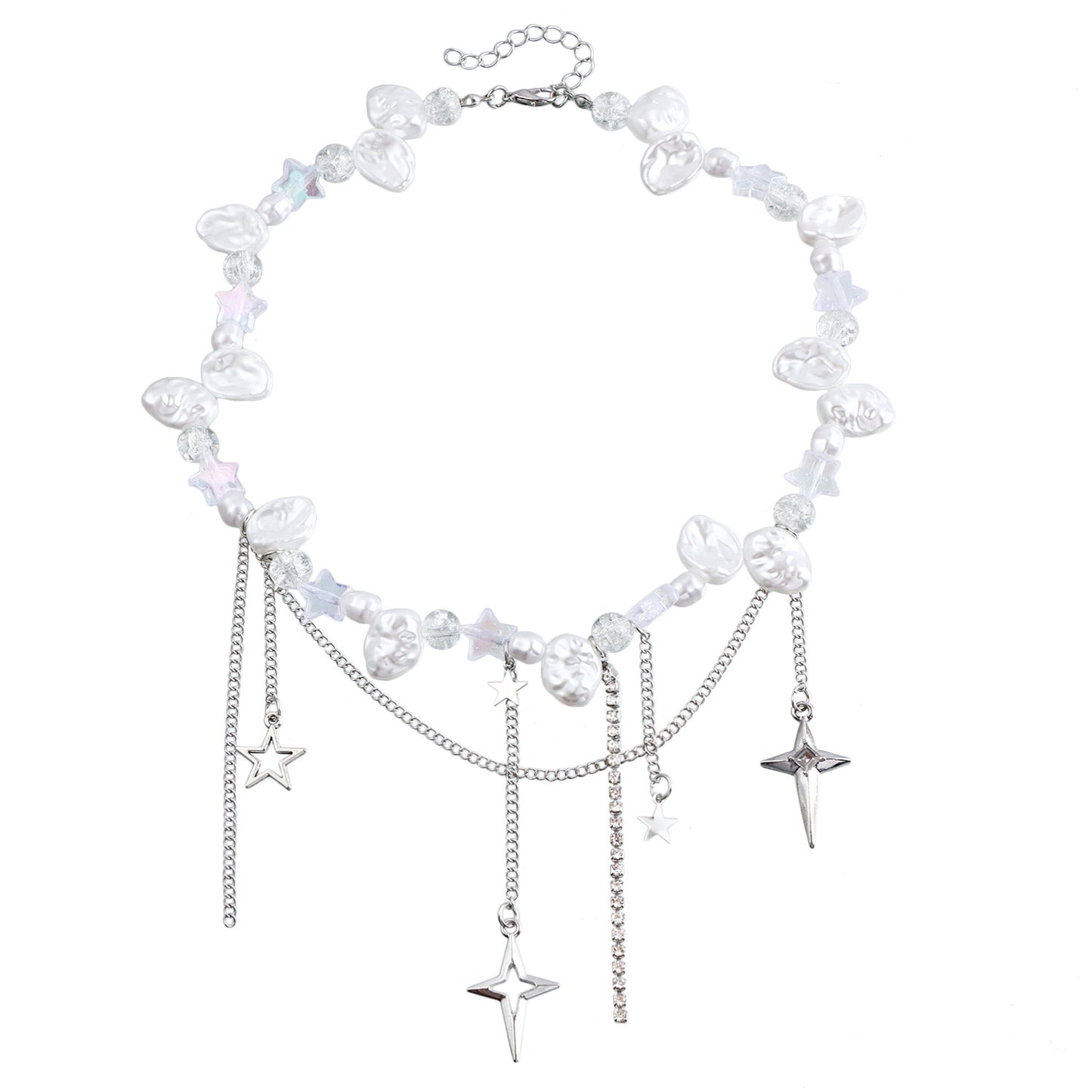 Minimalist Cross Star Pendant Necklace with Rhinestone Inlay and Gold Plated Alloy on Delicate Clavicle Chain for Women