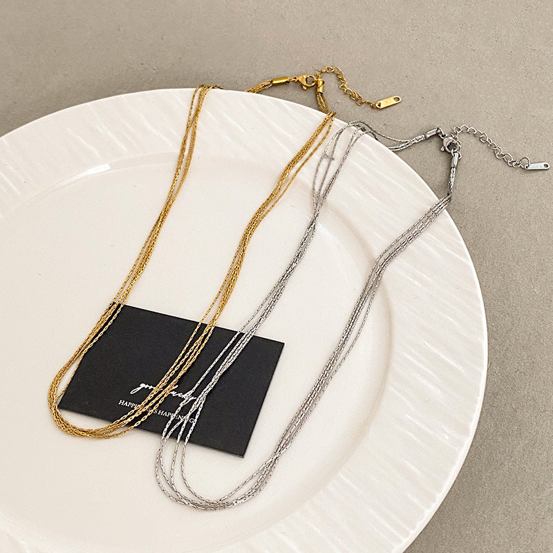Hip-hop Minimalist Geometric Titanium Steel Plated Snake Chain Necklace for Unisex