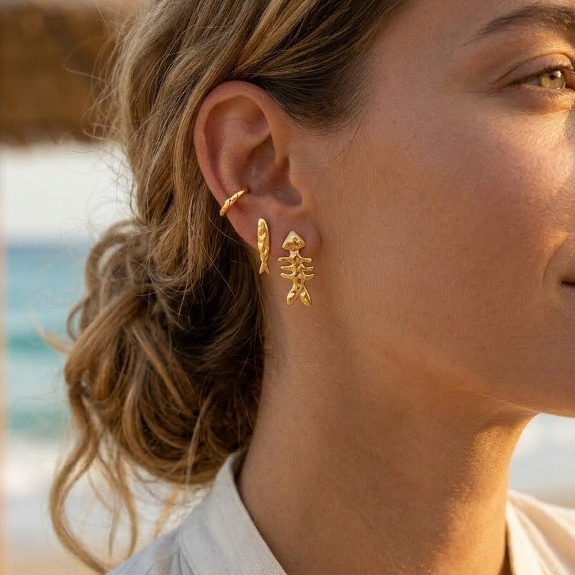 Luxury Casual Geometric Fish 18K Gold Plated Stainless Steel Earrings for Women