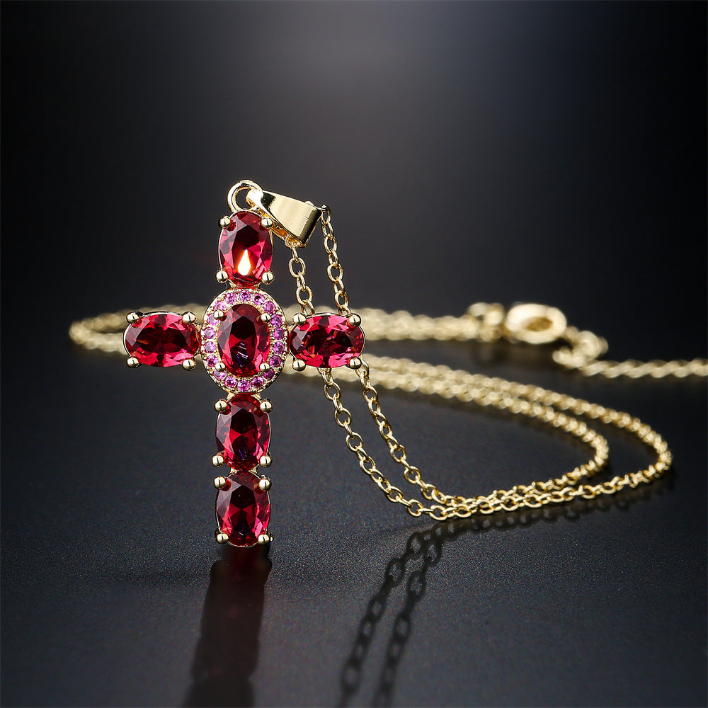 Minimalist Geometric Cross Pendant Necklace for Women with Copper Base and 18K Gold Plating