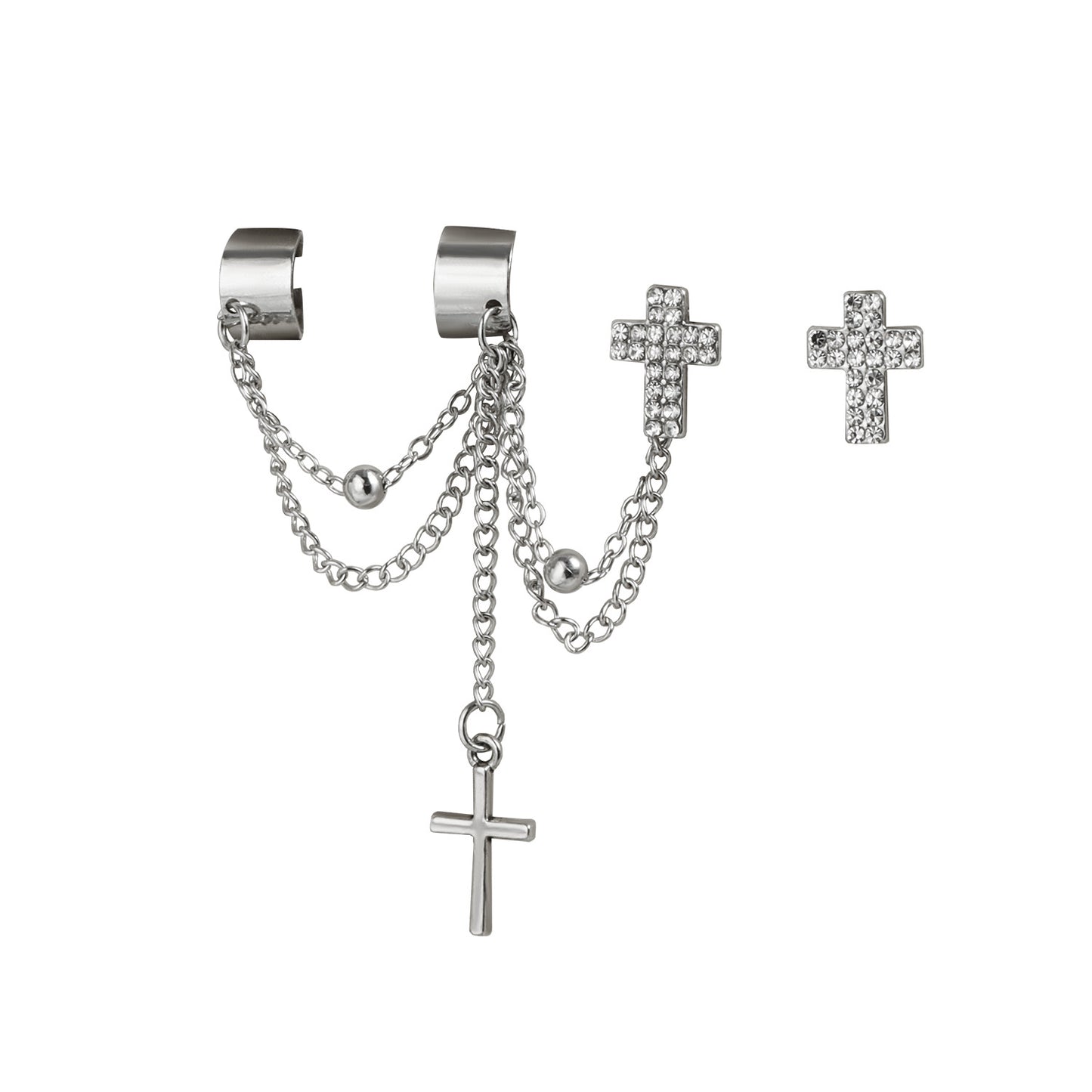 Orecchini a clip da donna alla moda con design geometrico a U in lega, finitura galvanizzata e dettagli in strass