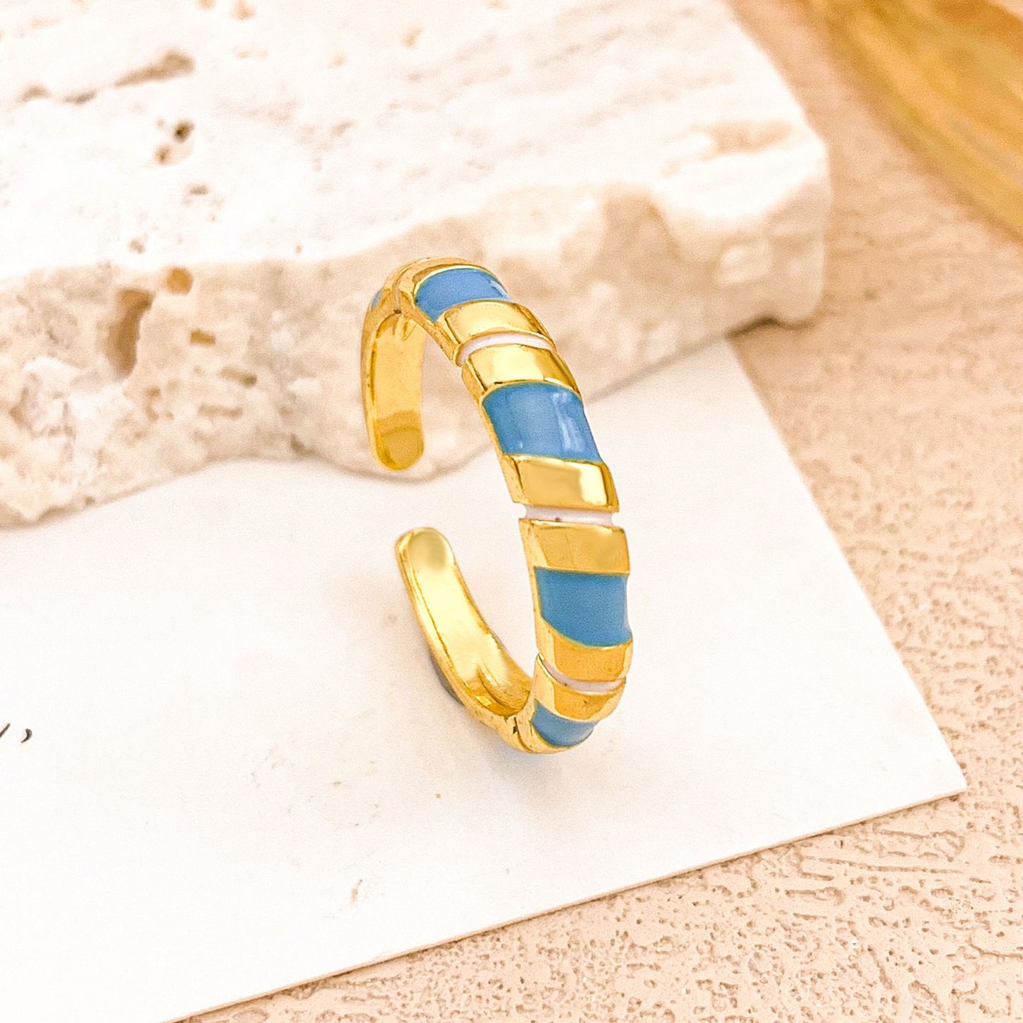 Sweet Floral Enamel Plated Alloy Ring for Women