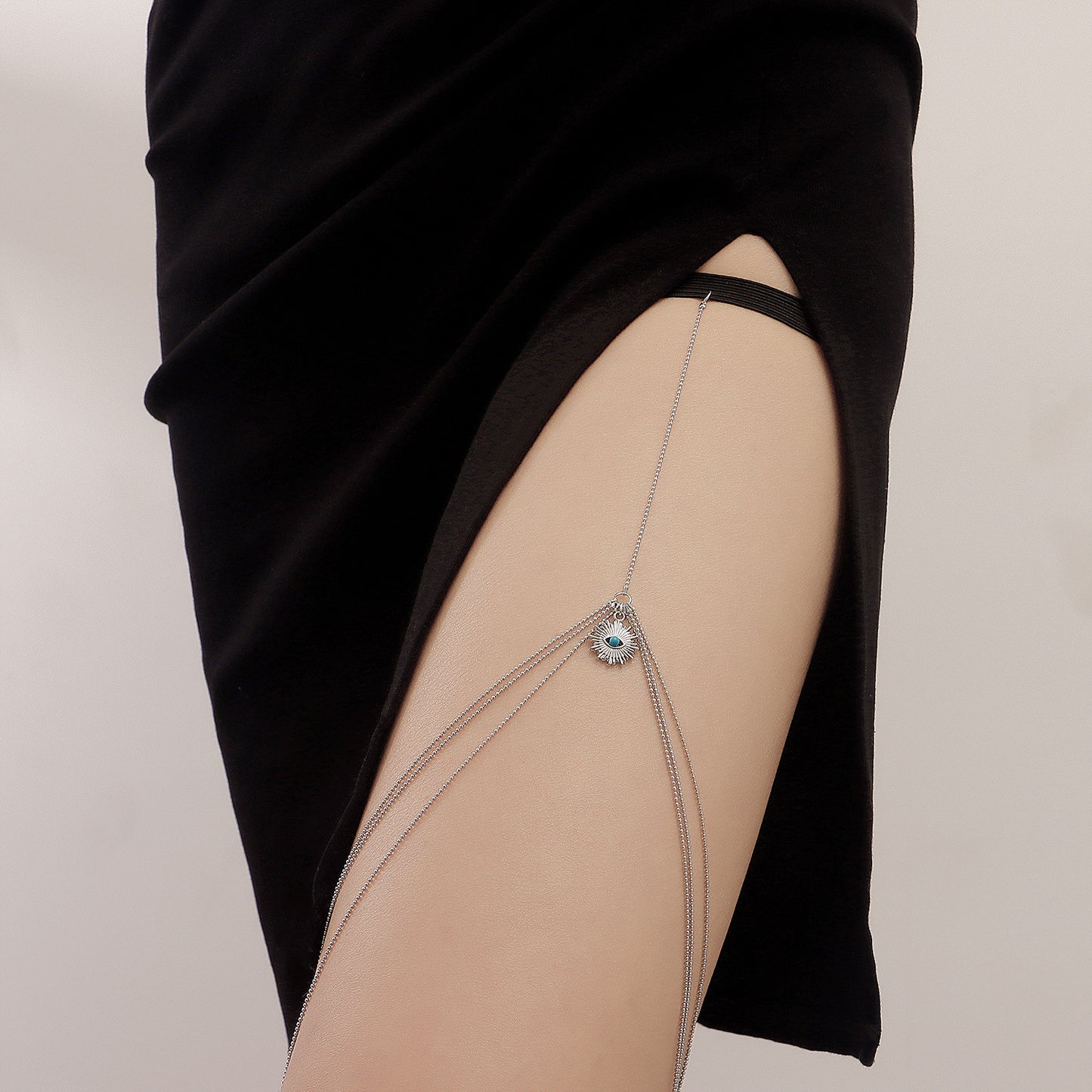 Geometric Evil Eye Anklet for Women Made of Alloy with Stretch Band Design