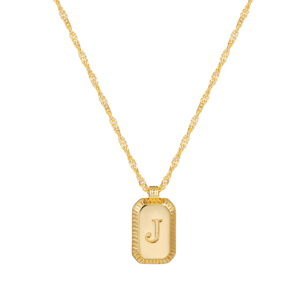 Sweet Gold Plated Brass Letter Geometric Titanium Steel Pendant Necklace for Women