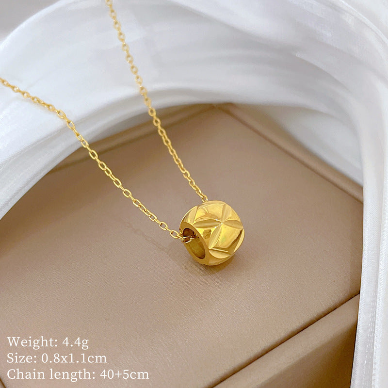 Cartoon Style Geometric Titanium Steel Plated Necklace for Women with Hollow Waist Design and Gourd Motif
