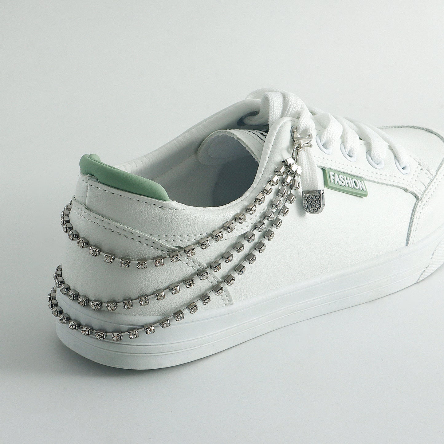 Geometric Alloy Anklet for Women with Claw-Set Rhinestone Accents Trendy Multi-Layer Foot Chain