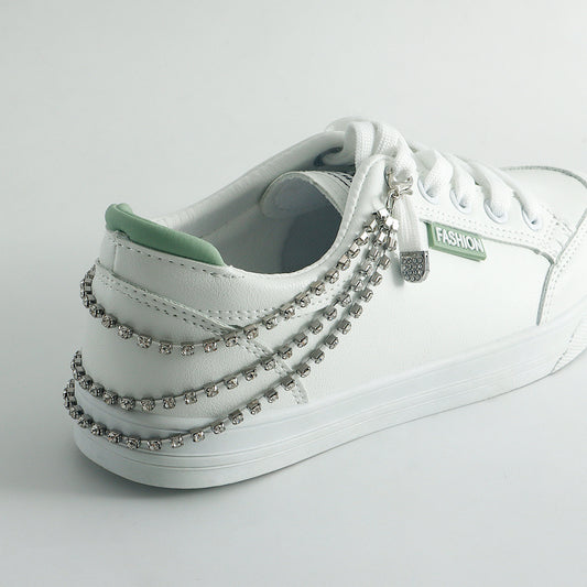 Geometric Alloy Anklet for Women with Claw-Set Rhinestone Accents Trendy Multi-Layer Foot Chain
